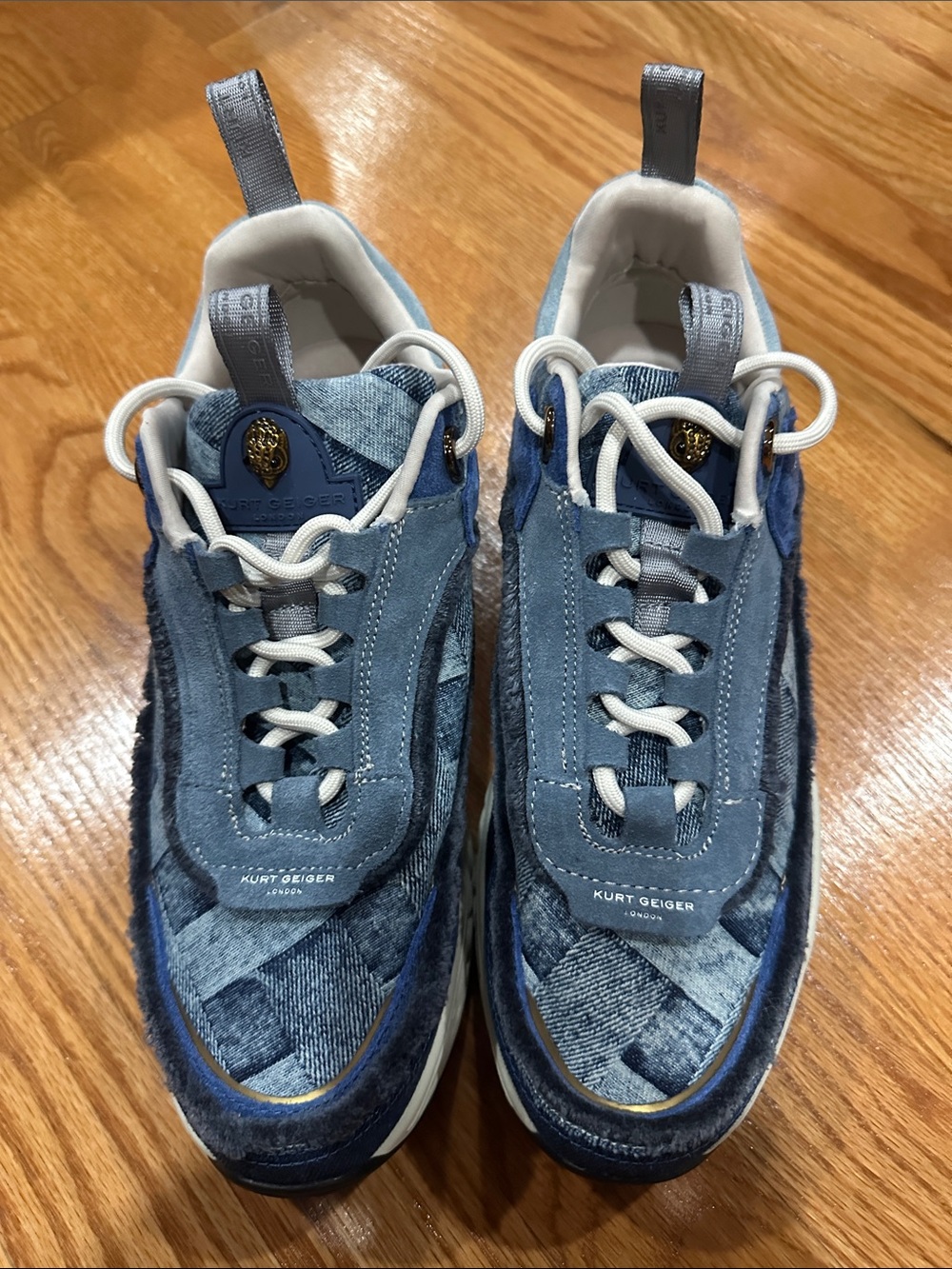 Kurt Geiger Blue Patchwork Suede & Denim Sneakers